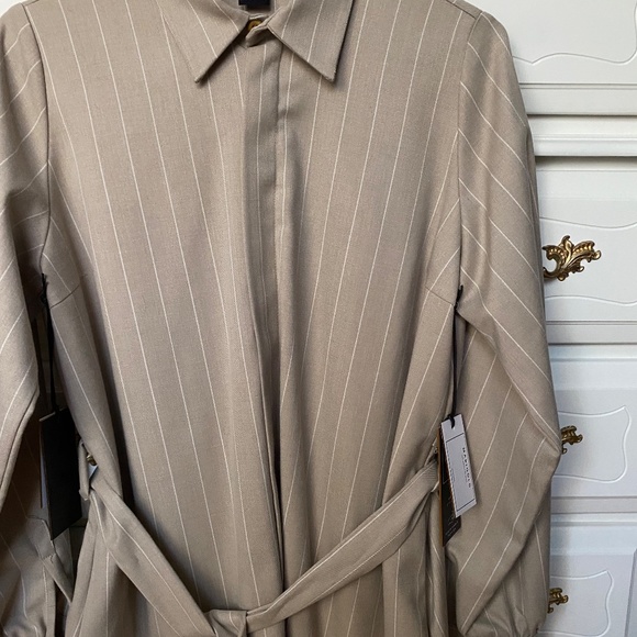 Beige pinstripe designer dress brand new size small - Picture 7 of 16